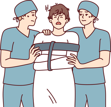 Two orderlies lead crazy man in straitjacket suffering from mental problems or schizophrenic illness png