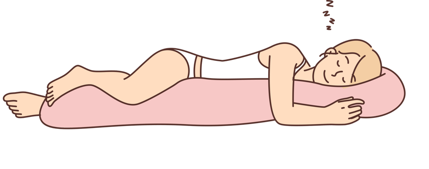 Woman sleeps with smile hugging body pillow enjoying rest after and restoring strength of hard day png