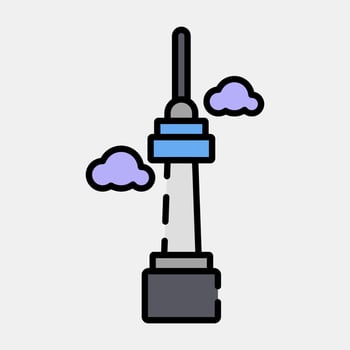Icon south korean tower. South Korea elements. Icons in filled line style. Good for prints, posters, logo, advertisement, infographics, etc. vector