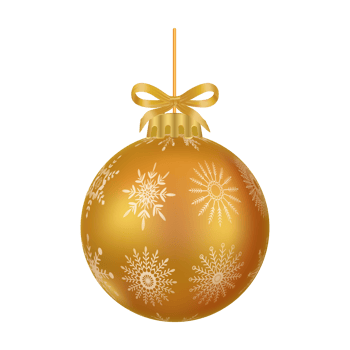 Christmas tree decoration PNG elements with golden color ribbon. 3D ball PNG with snowflake and stirp art. Realistic 3D ball PNG collection for Christmas tree decoration.