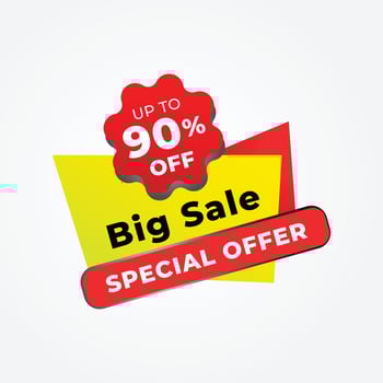 Big sale Special offer discount colorful sticker with up to 90 percent off vector