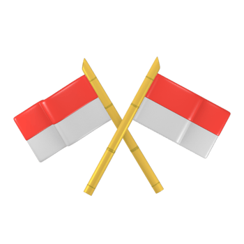 bamboo flag indonesia 3d render cute icon with the theme of independence Indonesia png