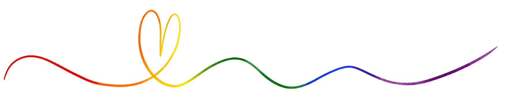 Rainbow long line in  heart shape watercolor brush isolate on png