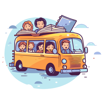 School bus. Kids riding on school bus. png