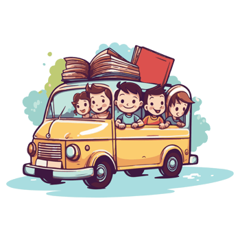 School bus. Kids riding on school bus. png
