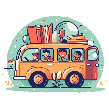 School bus. Kids riding on school bus. png