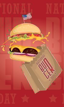 National burger day vertical template with cheeseburger Vector