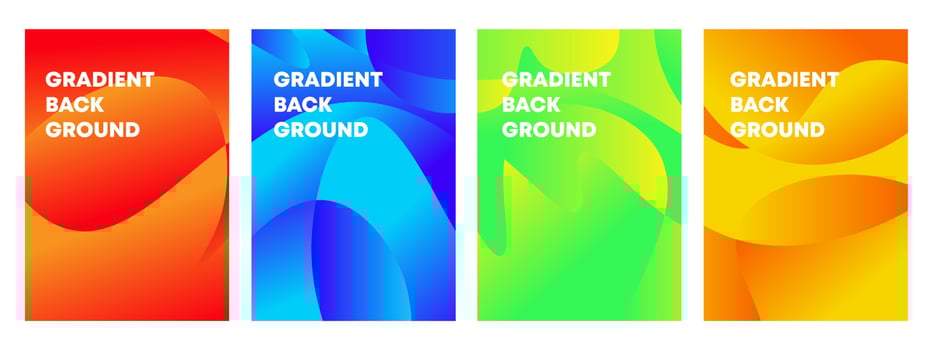 Set of gradient background with beautiful wavy shapes red, blue, green, yellow. Vertical banner vector