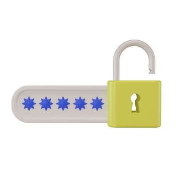 3d render of padlock icon with star. concept illustration of opening a document file using the correct password png