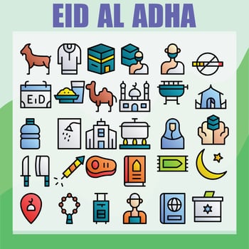 EID AL ADHA LINE FILLED ICON PACKS vector