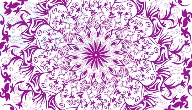 Illustration of purple mandala motif decoration. Perfect for background posters, banners, advertisements, websites, book covers vector