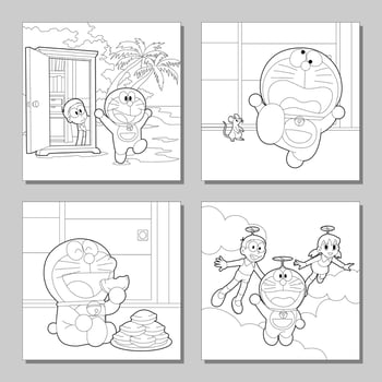 Robo Cat Adventure Coloring Pages vector