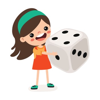 Cartoon Kid Playing With Dice vector