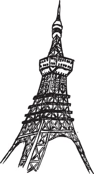 hand drawn paris buildings illustration vector