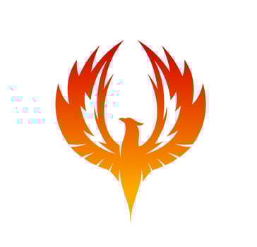 Phoenix bird rising wings with fire flames vector