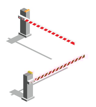 Isometric Automatic Barrier. Icons Set. Objects Isolated on White. vector