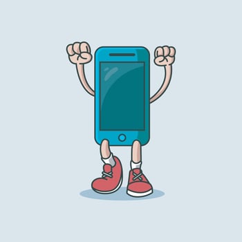 cute mobile phone character logo vector