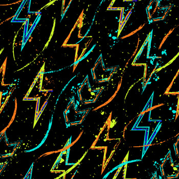 Virtual pattern with of ligthning, pointers, paint brush strokes. Splattered paint of neon fluorescent bright colors. Dynamic style for sports goods, prints, clothing, t shirt design, vinyl wrap. vector
