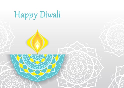 Happy Diwali Vector Background Illustration With A Votive Lamp And Text Space.