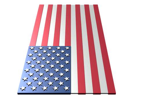 3D rendering of USA flag in transparency png