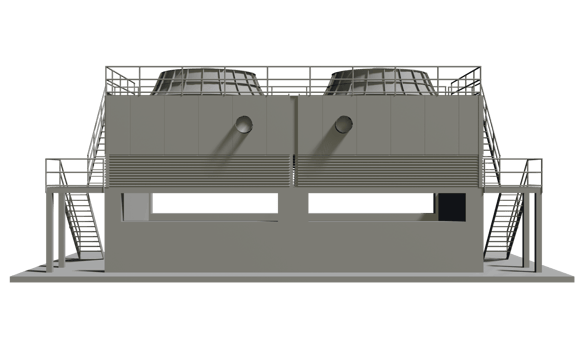 3D illustration of industrial building in transparent png