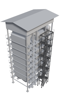 3D illustration of industrial building in transparent png