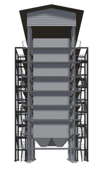 3D illustration of industrial building in transparent png