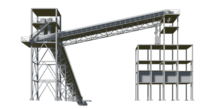 3D illustration of industrial building in transparent png