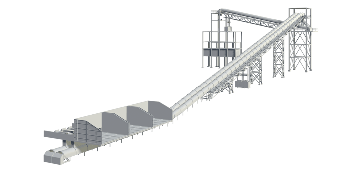 3D illustration of industrial building in transparent png