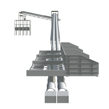 3D illustration of industrial building in transparent png