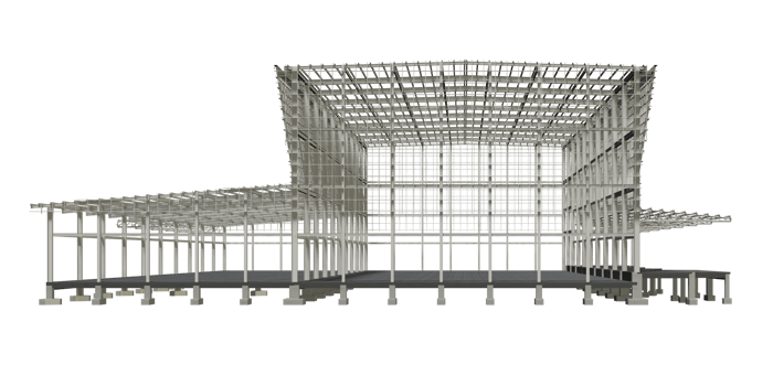 3D illustration of industrial building in transparent png