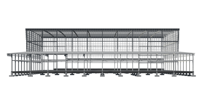 3D illustration of industrial building in transparent png