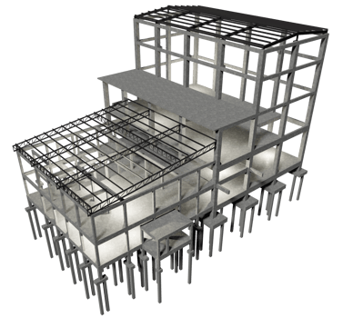 3D illustration of industrial building in transparent png