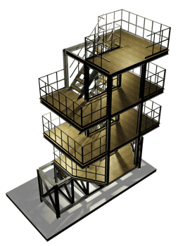 3D illustration of industrial building in transparent png