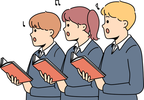 Small children sing in school choir png
