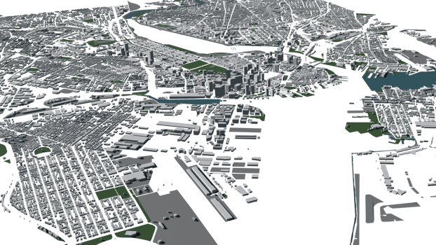 3D illustration of Boston mass building in transparent png