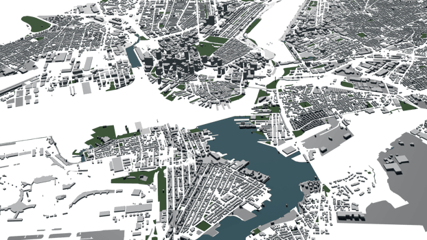 3D illustration of Boston mass building in transparent png
