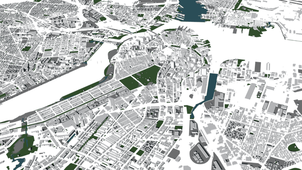 3D illustration of Boston mass building in transparent png