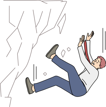 Stressed businessman fall down from rock png