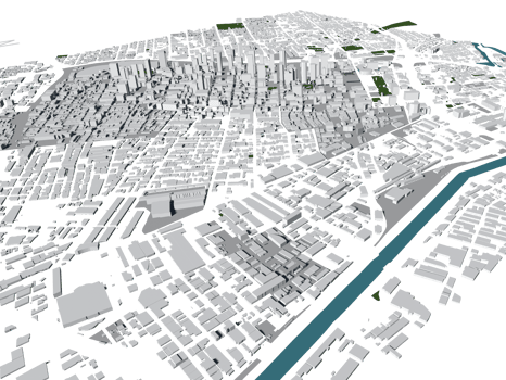 3D illustration of Los Angeles mass building in transparent png