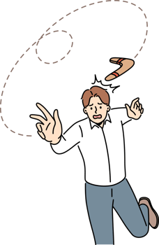 Frustrated man throw boomerang png