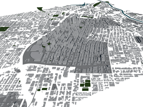 3D illustration of Los Angeles mass building in transparent png