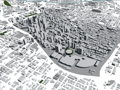 3D illustration of Los Angeles mass building in transparent png