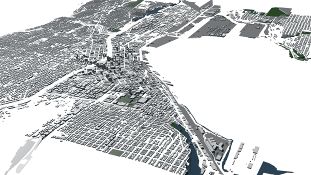 3D illustration of Seattle mass building in transparent png