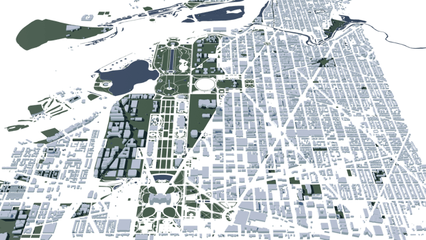 3D illustration of Washington mass building in transparent png