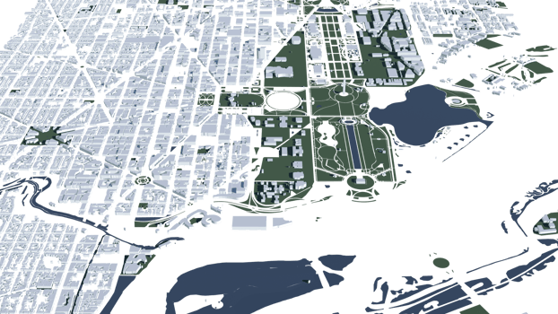 3D illustration of Washington mass building in transparent png
