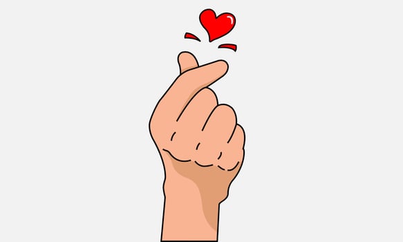 Symbol mini hard Korean style love. Vector illustration icon finger gesture small heart meaning i love you small heart symbol.