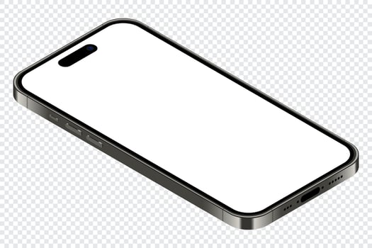 Realistic smartphone mockup. Isometric smartphone. 3d mobile phone with blank screen. Vector illustration
