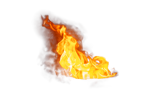 circle frame orange flame isolated on transparent background PNG file