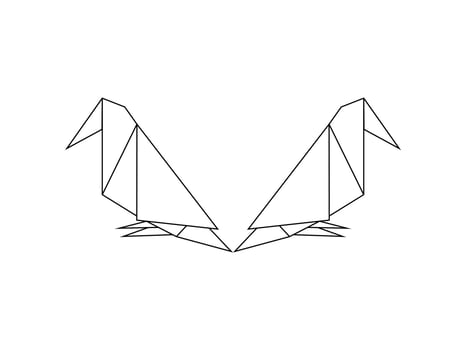 Pair of the Bird Polygonal Illustration for Logo or Graphic Design Element. Vector Illustration